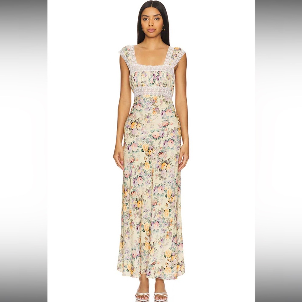 The Veronica Slip Dress in Blonde Floral and Pink Lace NWT